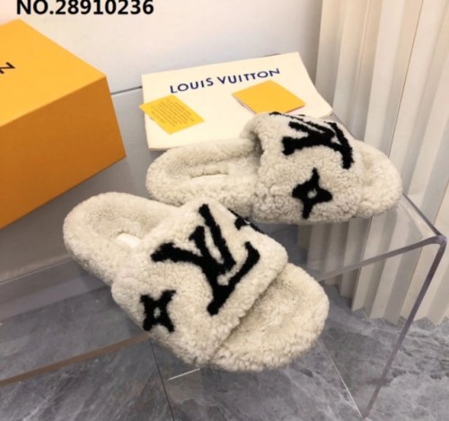 (AN3공장) L. LV 로고 양털 슬리퍼 3컬러  (여성용)