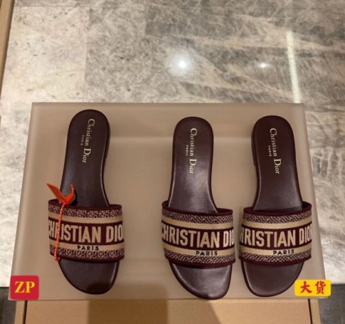 (OR 5009공장) D. Christian Dior 자수 슬리퍼 와인 (여성용)
