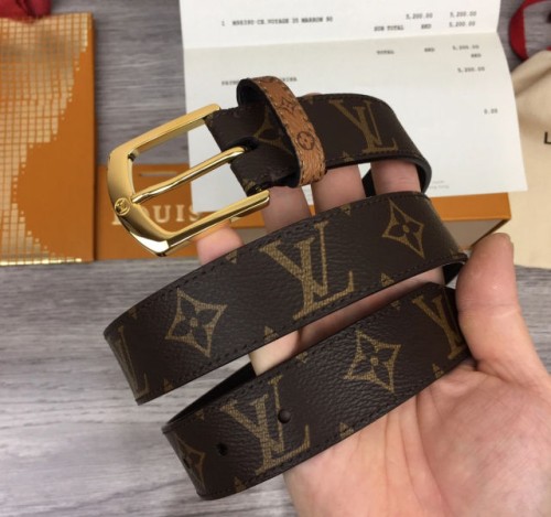 루이비통 골드 스몰 LV로고 LV 벨트 3cm