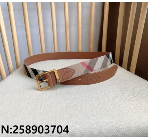 버*리 하우스 체크 벨트 3.0cm 브라운