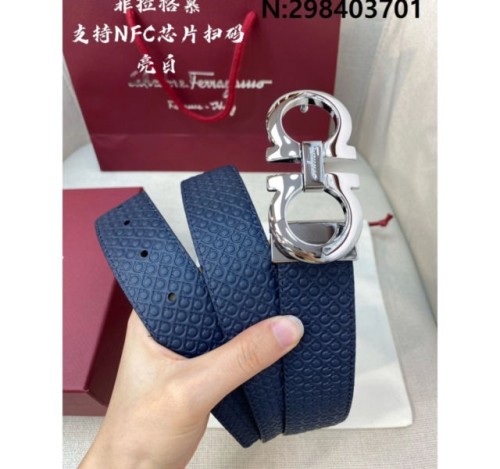 살바토레페라가모 엠보 로고 리버시블 레더 벨트 3.5cm 2컬러