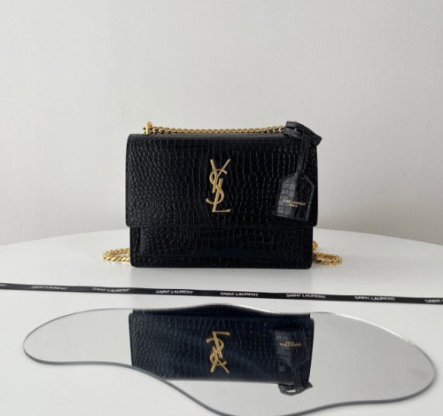 (블랙 프레임 공장) YSL. 크로커다일 선셋 미디움 숄더백