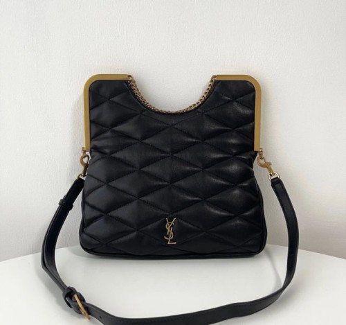 (블랙 프레임 공장) YSL. 생로랑 블랙 다이아몬드 퀄팅 체인 클러치백