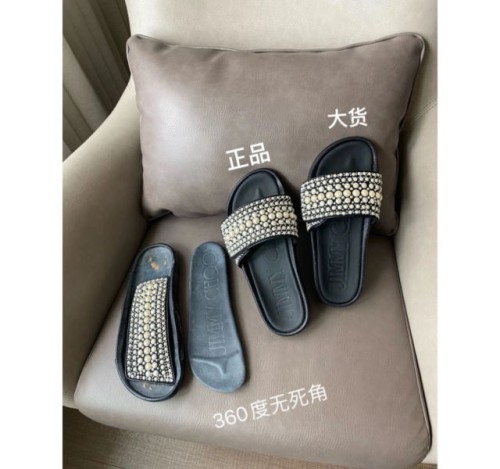 [AN3] JIMMY CHOO 양가죽 진주장식 슬리퍼