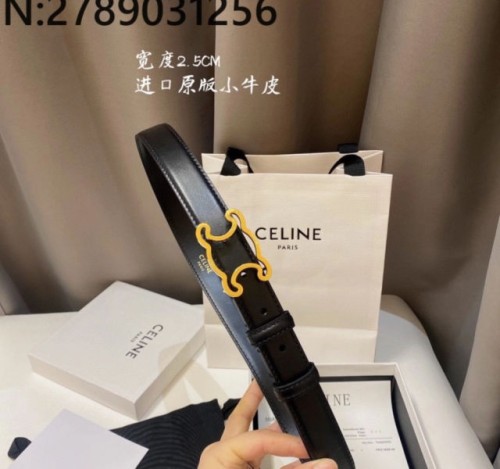 CE. 골드 트리오페 버클 블랙 벨트 2.5cm