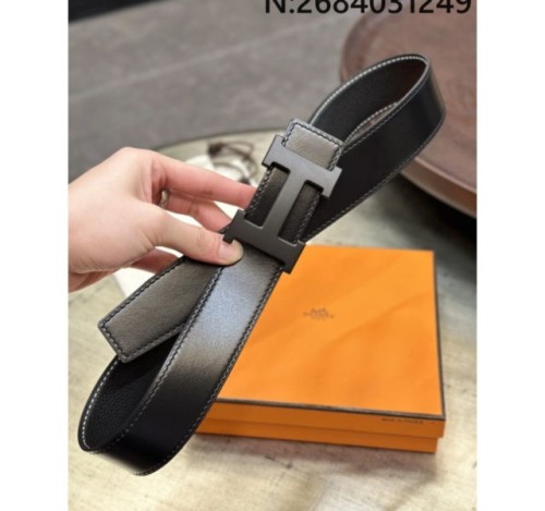 H. H버클 양면 가죽 벨트 3.8cm 블랙