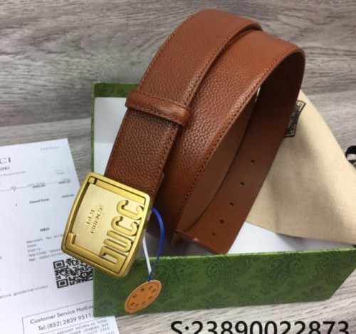 GU. 모노그램 1921 스퀘어 버클 브라운 벨트 3컬러 3.5cm