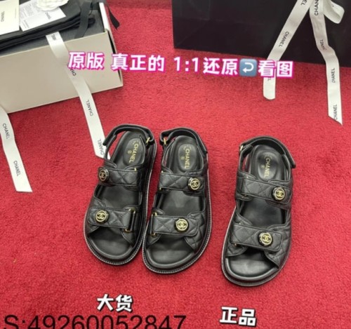 [HG] ㅅ*넬 24SS CC로고 찍찍이 샌들 블랙