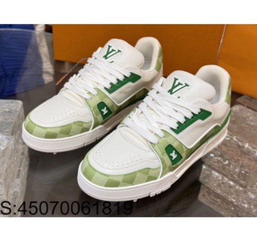 [152] L. LV 체커보드 이음 트레이너 스니커즈 그린