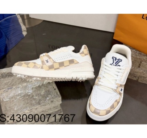 [152] L. LV 체커보드 이음 54# 스니커즈 라이트 옐로우