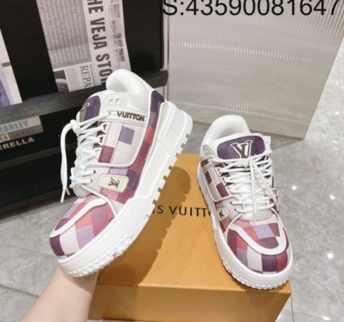 [152] L. LV 트레이너 맥시 컬러 체커보드 스니커즈 라이트 퍼플
