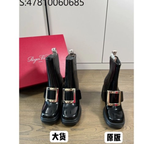 [GD5002] 로저비비에 큰 버클 통굽 부츠 힐 블랙